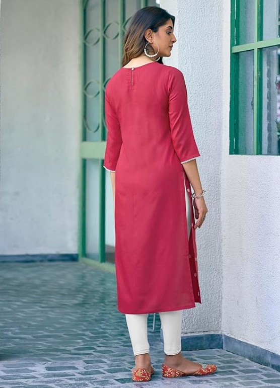 Cotton Blend Lucknowi Chikankari Embroidery Kurti Backside