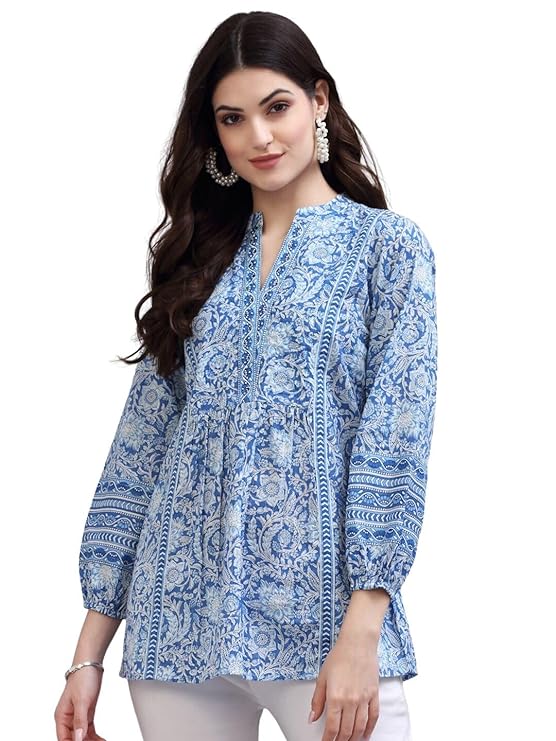 Floral Printed Cotton Tops for Girls Frontside