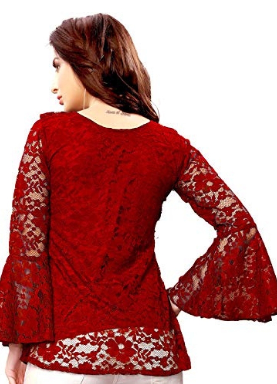 Girl Ruffled Net Top Back Side