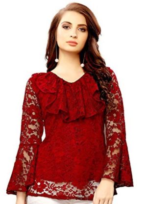 Girl Ruffled Net Top Front Side