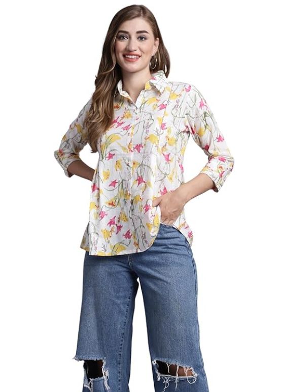 Girl's Pure Cotton Jaipuri Printed Regular Fit Short Top