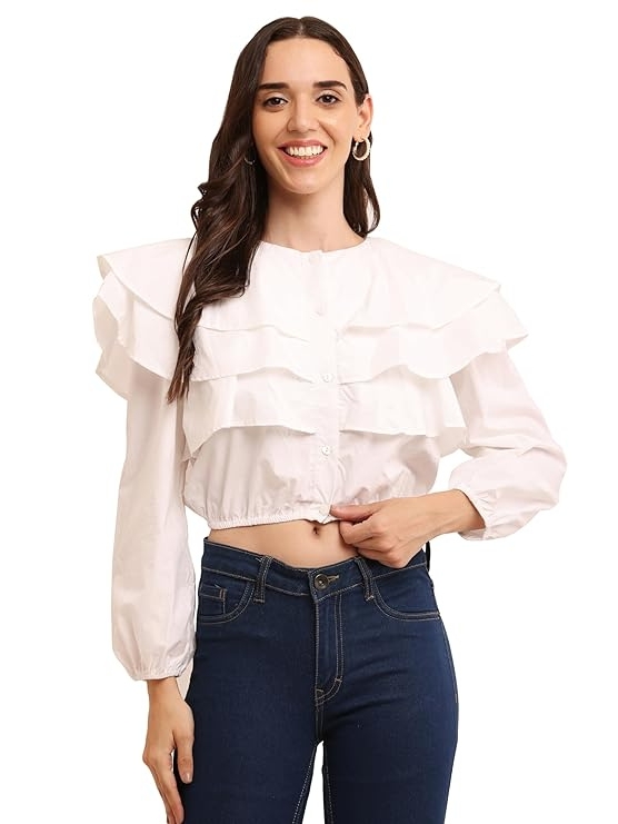 Girl's Regular Fit Flared Crop Top (1)
