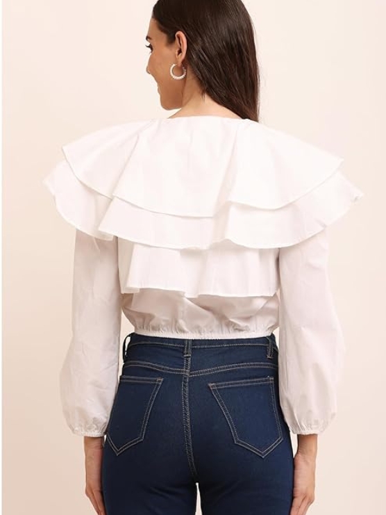 Girl's Regular Fit Flared Crop Top