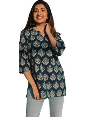 Printed rayon short top floral print