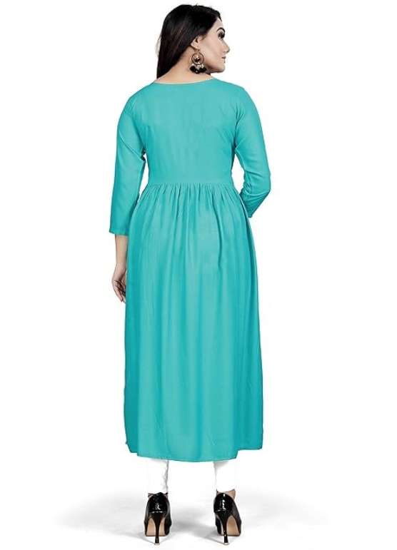 Rayon Flared Embroidery Kurti Backside