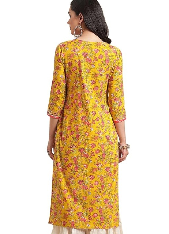 Women's Cotton Printed Straight Kurti Backside