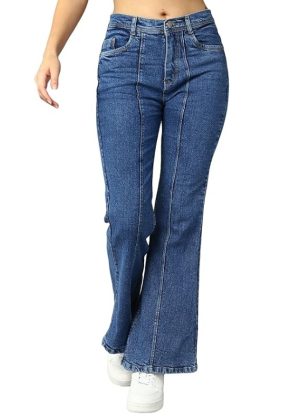 Women's Denim Wide Leg Jeans Front Side