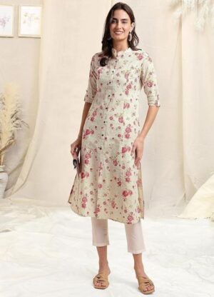 Women's A Line Flex Cotton Floral Printed Kurti Front