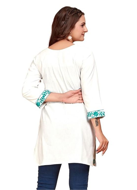 Chikankari Embroidery Short Kurti for Women Backside