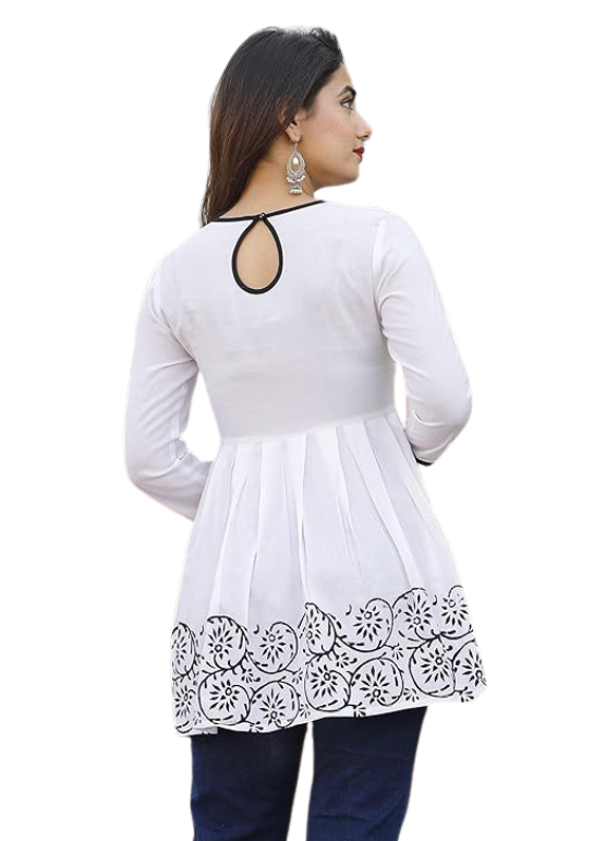 Rayon Printed Short Kurti Back