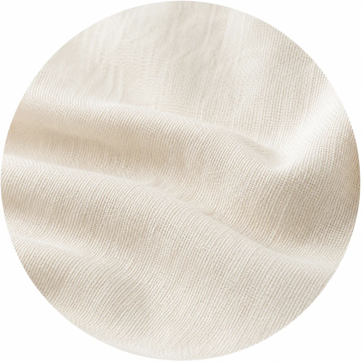 Close-up circular swatch of soft breathable cotton fabric texture for women's kurtis.