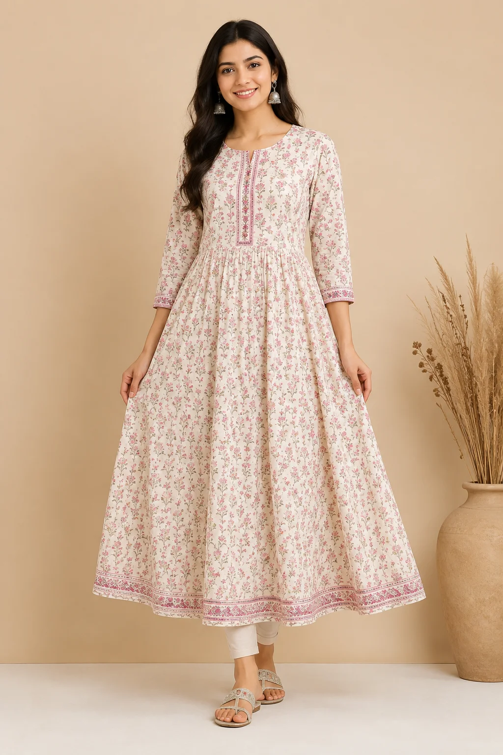 Cotton Printed Daily Wear Anarkali Kurti for Women
