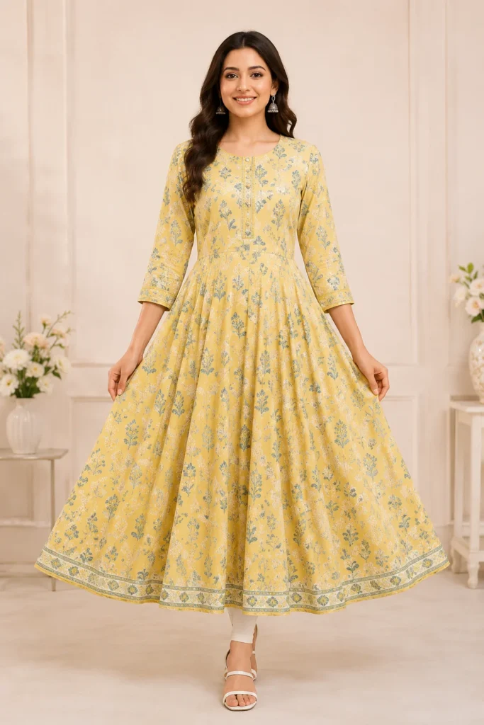 Rayon Flared Anarkali Kurti