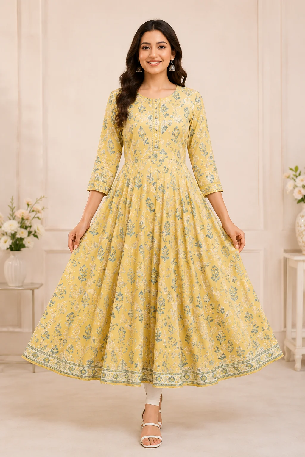 Rayon Flared Anarkali Kurti