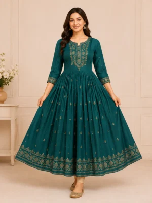 Solid Minimal Anarkali Kurti for Women